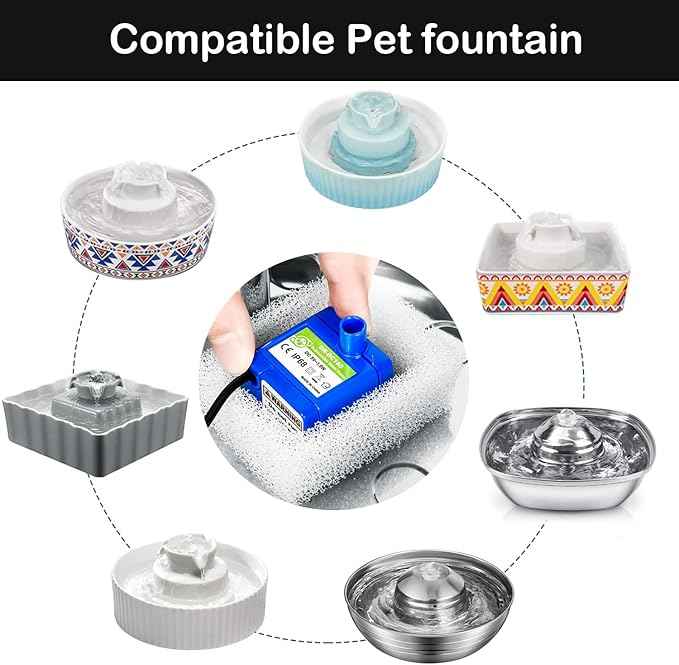 Cat water fountain pre-filter sponge 8 pack for ceramic cat fountain and stainless steel pet water fountain