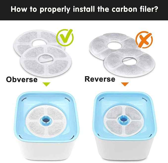Cat Water Fountain Filters 6 Pack,50% More Activated Carbon,Genuine Cat Flower Fountain Replacement Filters, Fit for Most Dog Pet Drinking Dispenser Triple Filtration (Not for Catit)