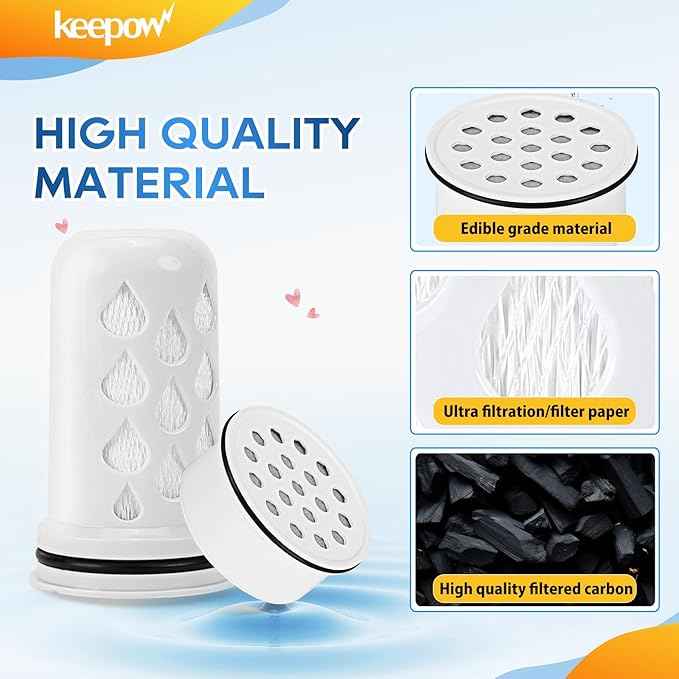 KEEPOW Water Filter Replacement for Lifestraw Home Dispenser 18 C/Glass 7 C/Plasti 10 C/Plastic Pitcher 7 C, 6 Activated Carbon + Ion Exchange Filter & 1 Membrane Micro Filter