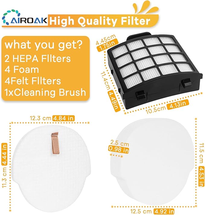 AZ1810 Vacuum Replacement Filters for Shark Vertex Duoclean Upright Cleaner AZ1810, Including 2 HEPA Post Motor Filters, 4 Foam Filters And 4 Felt Filters - AquaVibe
