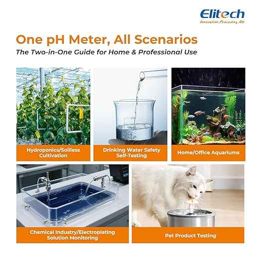 Elitech Professional pH Pen Meter - Digital Tester for pH & Temperature in Hydroponics, Growing Solutions with Full Calibration Kit for Plant Health, PHM-230