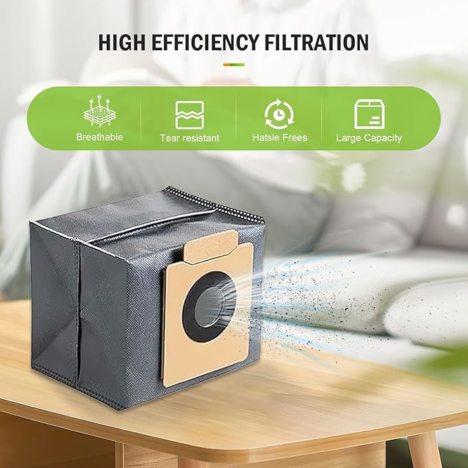 Pure Realm12 Pack Replacement Dust bags Compatible With Eufy Clean X8 Pro X10 Pro Omni Robot Vacuum Self-Empty Station，Large Capacity Disposable Replacement dust Bag Accessory - AquaVibe