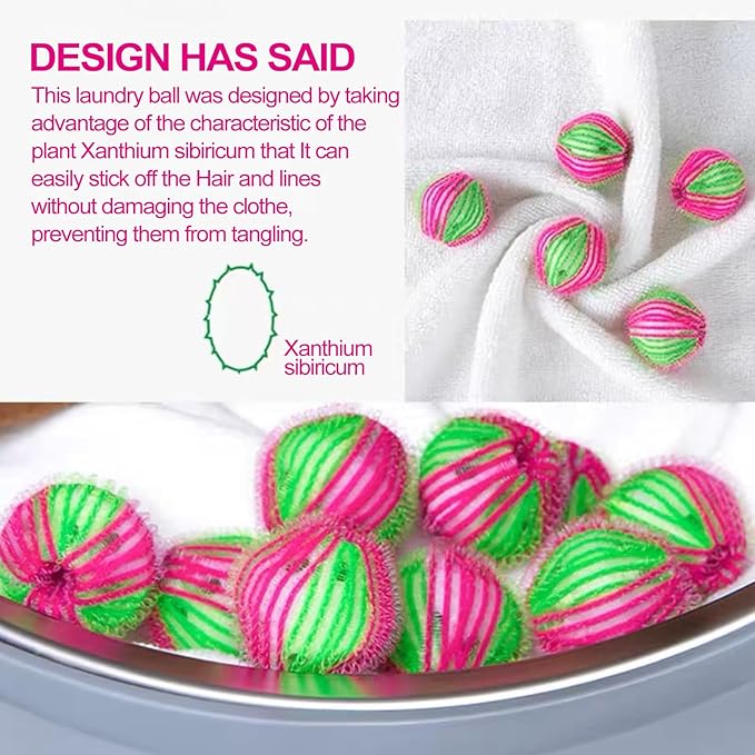 Pet Hair Remover for Laundry, Reusable Dog & Cat Remover for Laundry, Effective Laundry Hair Catcher, Laundry Pet Hair Remover for Clothe Bedding, Laundry Hair Catcher Pnkish Green 12PCS.