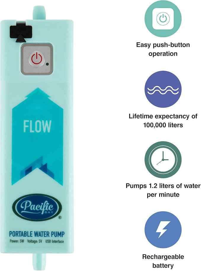 Pacific Bay Portable Automatic Pump/Water Filtration System - for Camping or Wilderness Survival - Emergency Drinking Water Survival - Indoor/Outdoor Water Filter - Must Have Hiking Supplies