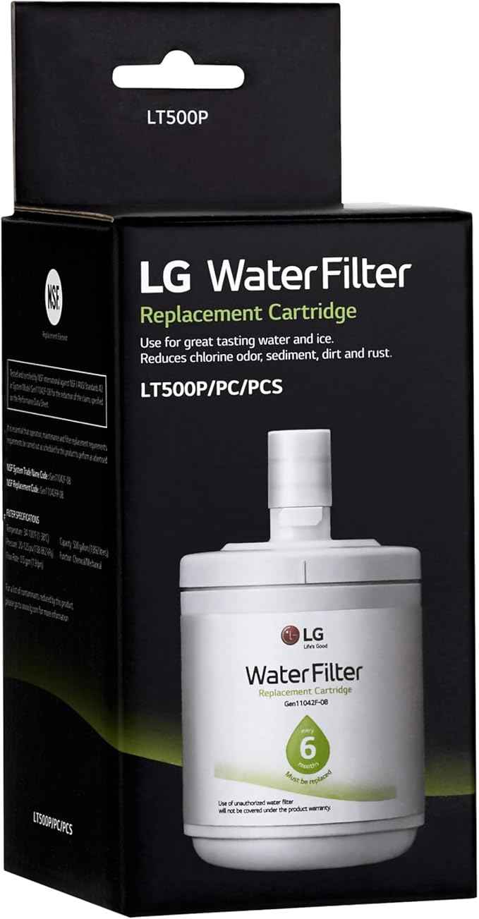 LG LT500P - 6 Month / 500 Gallon Capacity Replacement Refrigerator Water Filter (NSF42 ADQ72910911 , White