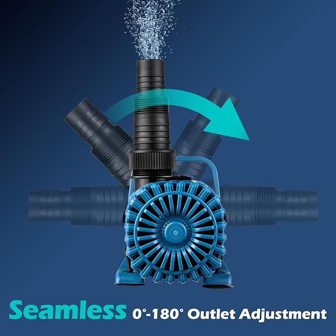 310W 5300 GPH Pond Pumps for Outdoor Ponds, 180° Adjustable Water Direction, Ultra-Quiet Fountain Pump with 20FT Power Cord & Barrier Bag, Waterfall Pump, Pond Water Pump, UL Listed