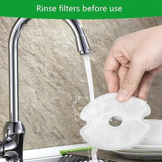 Cat Water Fountain Filters, 2 Pack Replacement Filters & 2 Pack Replacement Pre-Filter Sponges Set for 67oz, 84oz Automatic Pet Fountain Dog Water Dispenser