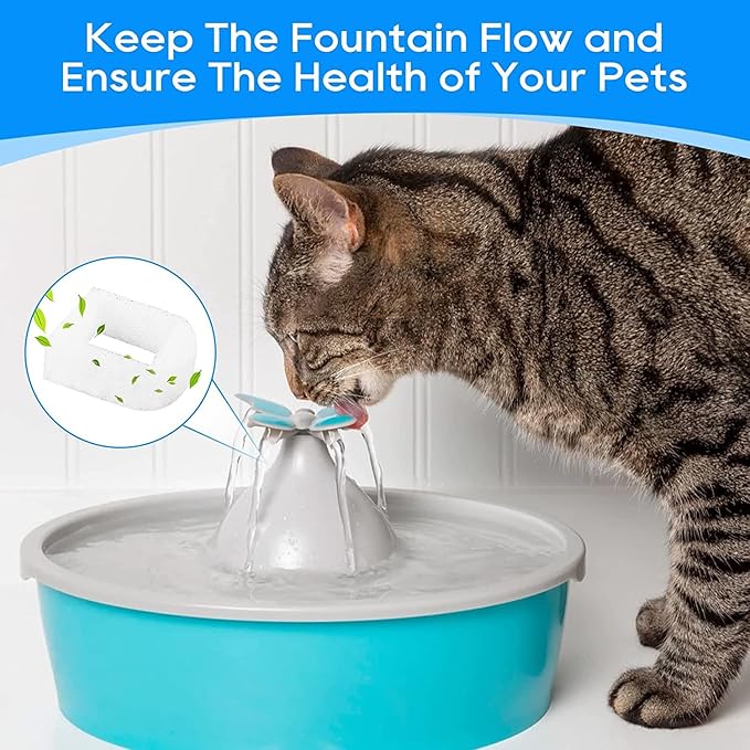 18PCS Cat Water Fountain Filter Compatible with Petsafe Water Fountain for Drinkwell Pet Fountain Filters, Replacement Foam Filters for 360 Pet Fountain Seaside Pagoda 1/2 Gallon Fountains