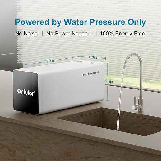 Ontulor Reverse Osmosis System, 6-in-1 Tankless, NSF/ANSI 42 & 372 Certified, 600 GPD RO Filtration, No Electricity Needed, Protable Water Purifier, TDS Meter Included（6-in-1 Reverse Osmosis System）