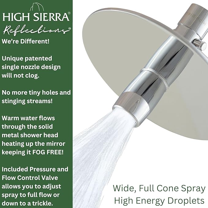 High Sierra® - Solid Lead-Free Metal 4-Way Combo with GEN 3 REFLECTIONS™ Fixed and Handheld Shower Head with Hose. Run Separately or Both at Full Flow - 1.25 GPM per Shower Head - Chrome Finish