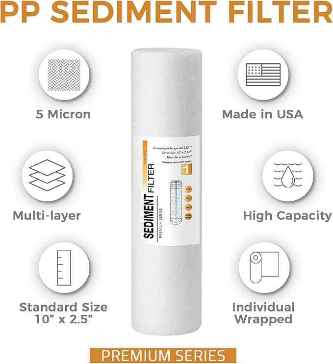 iSpring F4AKUS Standard 6-Stage Reverse Osmosis RO Systems 6-Month Replacement Cartridge Pack Set, w/Sediment, CTO, GAC and Alkaline Mineralization, pH+, 10" X 2.5", Fits PH100, RCC7AK, Made in USA