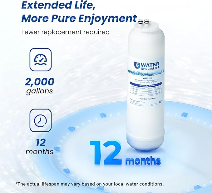 Waterspecialist RC 4 EZ-Change Premium Water Filter Replacement, Replacement for Culligan® RC-EZ-4, IC-EZ-4, US-EZ-4, DuPont® WFQTC30001, WFQTC70001, 2000 Gallons (Pack of 1)