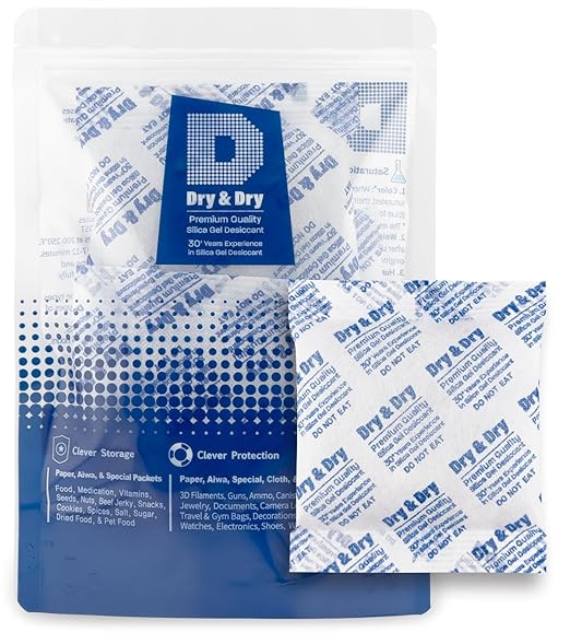 Dry & Dry 100 Gram [5 Packets] Premium Pure & Safe Silica Gel Desiccant Packets - Silica Gel Packets, Silica Gel Packs, Silica Gel, Silica Packets