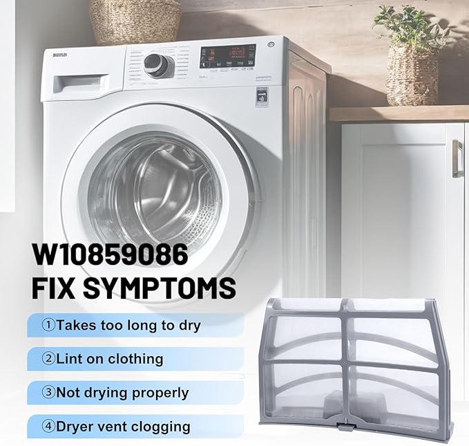 Sikawai W10859086 Dryer Lint Screen Filter Replacement Fit For Whirl-pool May-tag Ken-more Dryer Replaces W10608811 W10701353 MEDB835DW4 MEDB835DW3 4378144 AP5999318 PS11731421