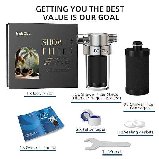 2-Pack Shower Filters with 11 Replacement Cartridges - Coconut Shell Carbon Filter Removes Chlorine, Heavy Metals | Universal Showerhead Water Filter for Healthier Skin & Hair