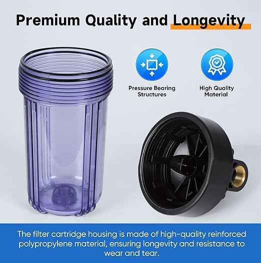 PUREPLUS 2-Stage Whole House Water Filtration System, Reduces Iron, Manganese, Chlorine & Odor, 10" x 4.5" Blue Housings, 1" Inlet/Outlet, RFN Iron & Certified CTO Carbon Filters