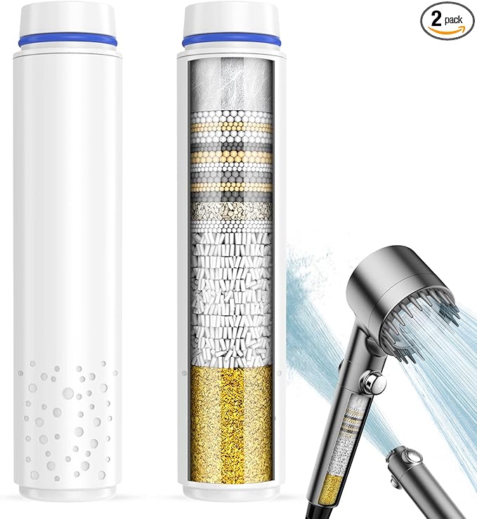 Upgraded Shower Filter for Handheld Shower Head, 2 Pack Stage Replacement Filters for Hard Water Remove Chlorine and Harmful Substances