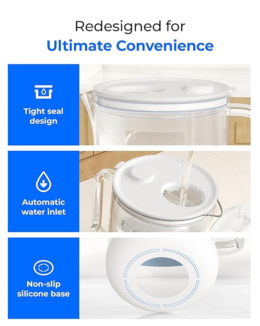 Waterdrop Glass Alkaline Water Filter Pitcher with 1 Filter, Enhances Alkaline Water, Eco-Friendly, 7-Cup, for Home & Office, Reduces PFOA/PFOS, Chlorine, Cadmium, Copper, Mercury, Clear, WD-PT-72C-A