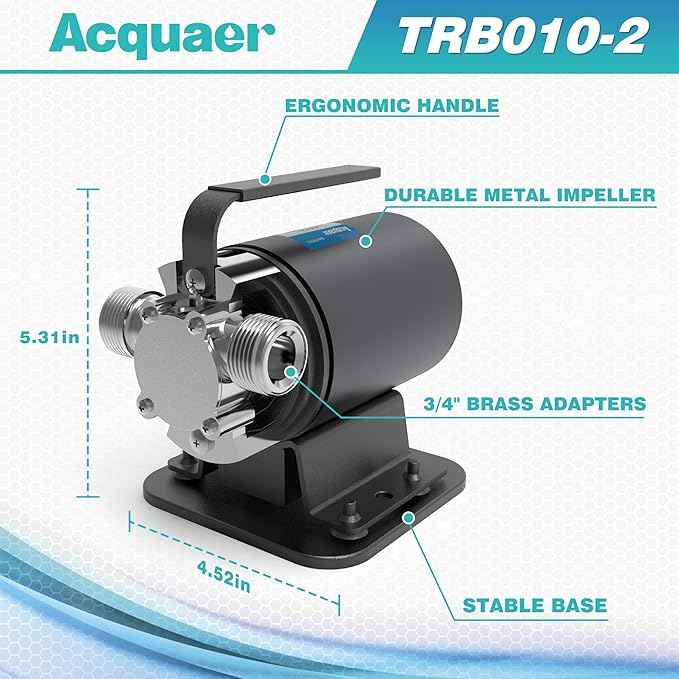 Acquaer Portable Electric Utility Water Transfer Pump 1/10 HP with Suction Hose Kit, Low Suction Water Removal for Water Beds, Pools, Rain Barrel, Aquariums, RV