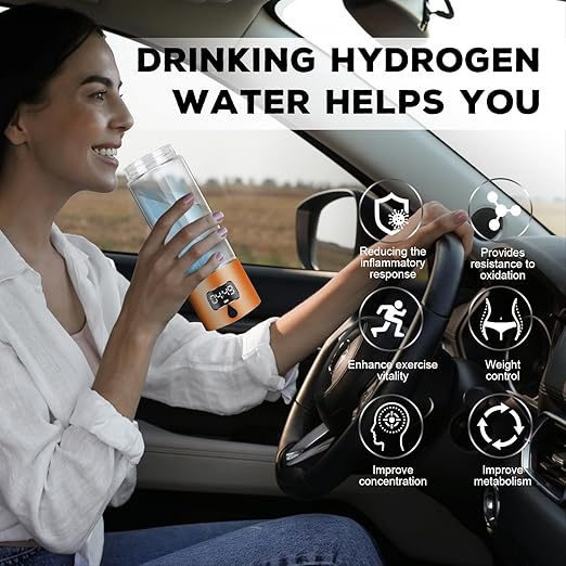 Hydrogen Water Bottle Generator with 4th Generation SPE/PEM Technology, Portable Hydrogen Water Ionizer Machine, Birthday,Xmas Gift for Husband,Wife,Lovers,Friends,Travel (Orange, 9.05in*Φ2.64in)
