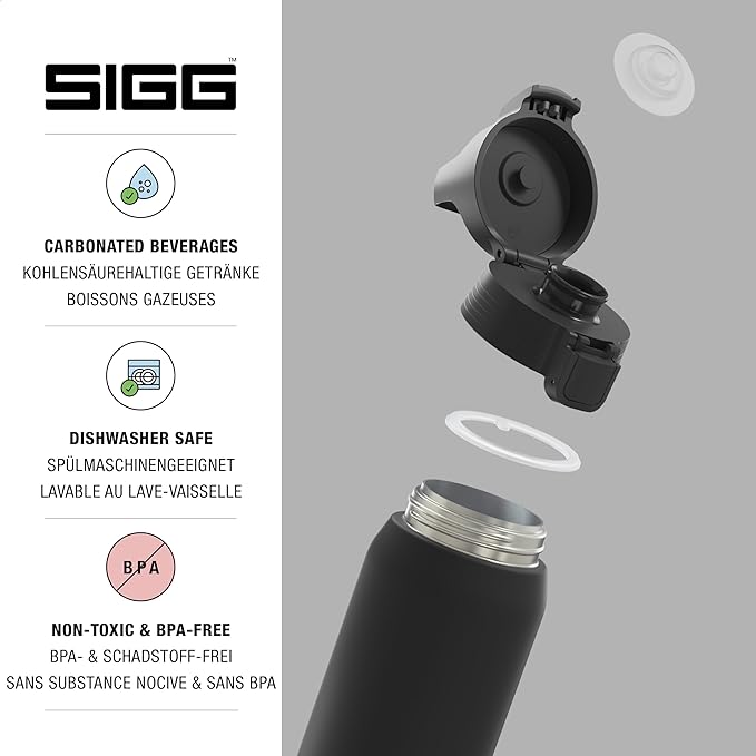 SIGG - Shield Therm- Stainless Steel Insulated Water Bottle - Carbonated Drinks, Leakproof, BPA Free, Recycled, 25, 34Oz