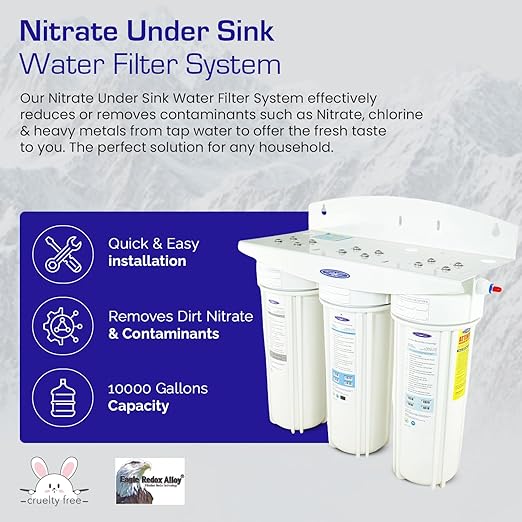 Crystal Quest Under Sink Water Filtration System 1500-2000 Gallon Capacity Advanced Under Counter Water Filter for Kitchen & Drinking Water Purifier Removes Chlorine, Sediment, Easy Install