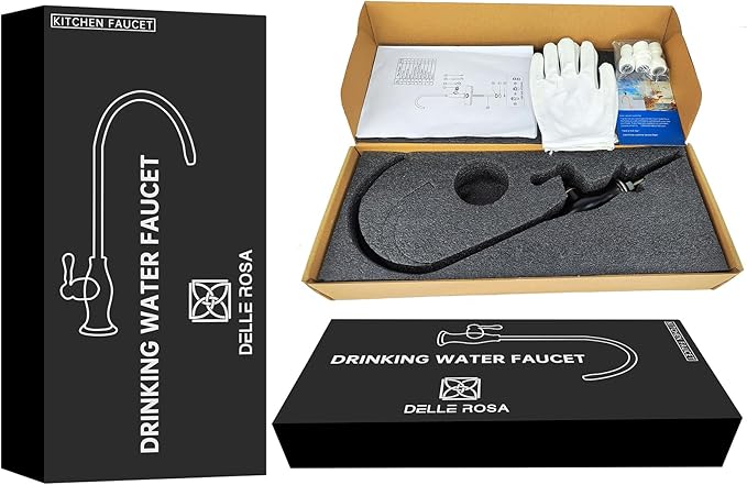 Delle Rosa Drinking Water Purifier Faucet, Commercial Filtration Faucets for Under Sink Water Filter System, Modern Best Brass Matte Black Kitchen Bar Sink Drinking Water Faucets