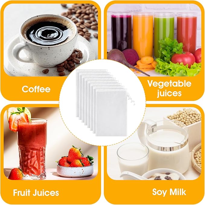 8 Pack Nut Milk Nylon Strainer, Nut Bag Strainer Reusable Food Strainers Greek Yogurt Straining Mesh Bags Cheese Cloth Bags Cold Brew Filter for Fruit Juice Soup