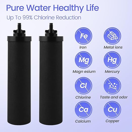 Amwater NSF/ANSI 42&372 Certification 3G Stainless Steel Gravity-Fed Water Filter System, Reduces Lead and up to 99% of Chlorine,with 4 Black Purification Filter, Metal Spigot and 6inch Stand