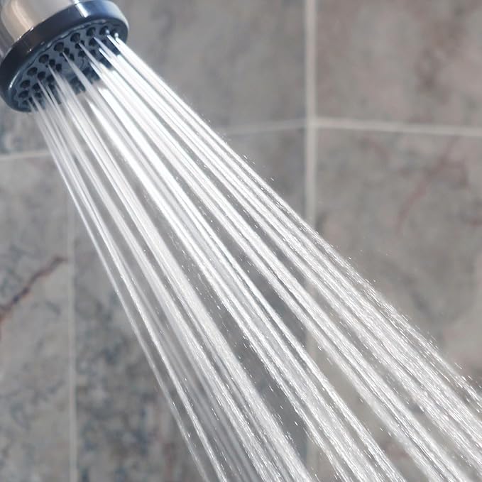 Pressure Boosting Shower Head - High Pressure Water Saver Showerhead Best For Low Flow Showers, 2.5 GPM - Chrome - AquaVibe
