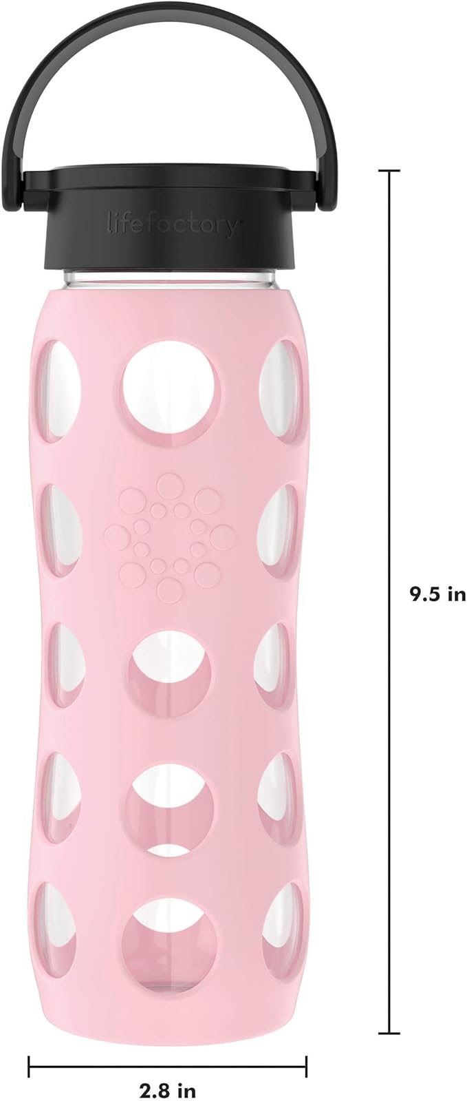 Lifefactory 22-Ounce BPA-Free Glass Water Bottle with Classic Cap and Protective Silicone Sleeve, Desert Rose
