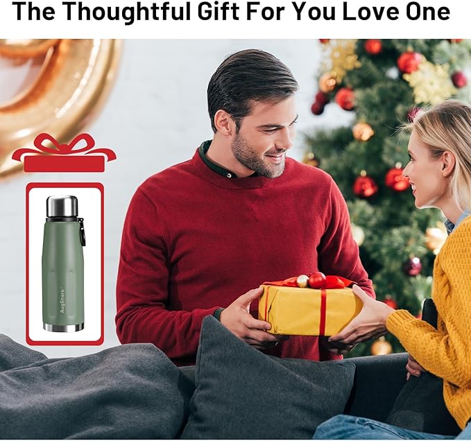20oz Stainless Steel Insulated Water Bottle Travel Coffee Cup with Lid Leak Proof Metal Water Bottle for Hot and Cold Drink Water Flask (Green)