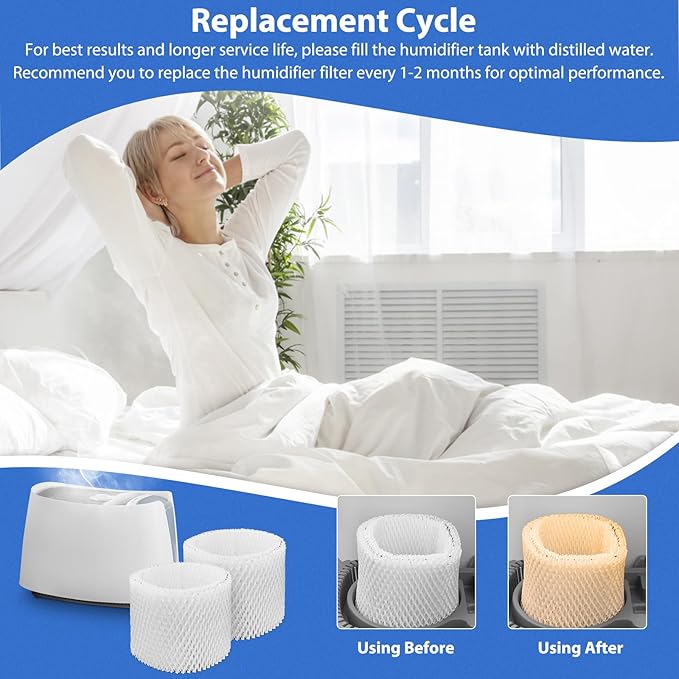 Extolife 2 Pack WF2 Replacement Humidifier Filter for Vicks for Kaz WF2 Humidifier V3100, V3500, V3500N, V3600, V3700, V3800, V3850, V3850JUV, V3900, V3900JUV, VEV320, 3020, ECM-250i, ECM-500, WA-8D