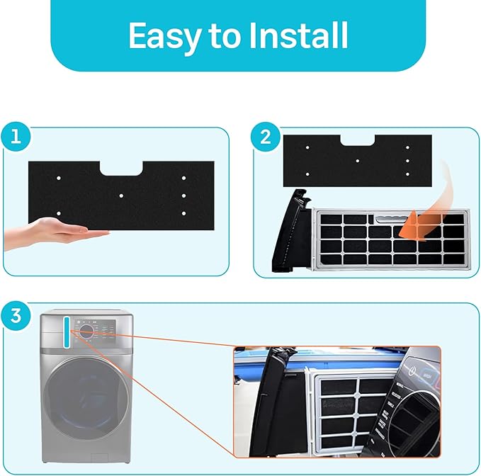 8 Pack WH01X35719 Lint Foam Filter for GE Profile Washer Dryer Combo,Hand Washable and Reusable-Compatible with Models: PFQ97HSPVDS.