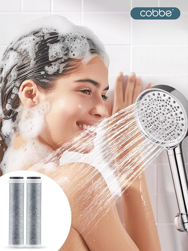 Cobbe 1 Pack Replacement Filters for Handheld Shower Head - Filters Over 99% Of Chlorine - 2.0 Carbon Shower Head Filter System - Reduces Dry Itchy Skin