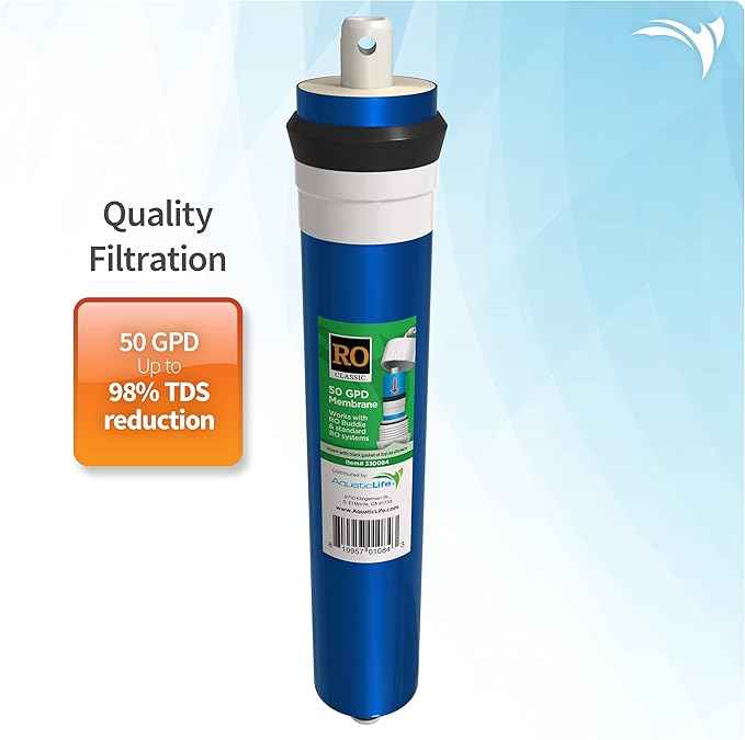 AQUATICLIFE 50 GPD Membrane Filter Replacement Cartridge for Reverse Osmosis Deionization Water Filtration Systems RO/RODI Filter Units, 1.7"x11.75"