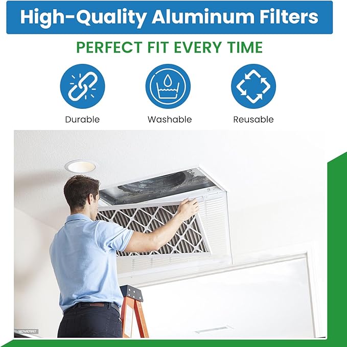 Filter Everything Replacement Whirlpool 4358853 Compatible Replacement Aluminum Filters - 5 x 7-5/8 x 3/32" (6-Pack)
