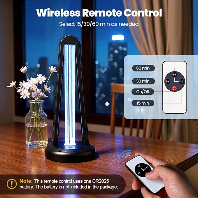 UV Light Sanitizer, 55W Ultraviolet Sanitizer with Ozone, Ultraviolet Light with 3 Speed Timings, Home Disinfection Device, Dust Mites Remover for Room, Kitchen, Hotel, Office