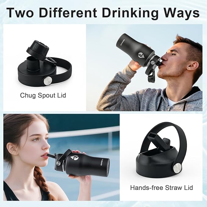18 oz Insulated Water Bottle with Straw fit in Car Cup Holder, Triple Wall Vacuum Stainless Steel(Cold 48 hrs, Hot 24 hrs), Leakproof & Non-BPA, Hydro Travel Flask with Straw and Spout Lid