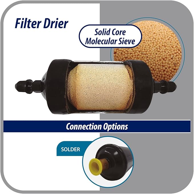 Appli Parts APFD-303S 3/8 in Liquid Line Refrigerant AC Filter Drier hvac Refrigeration 303S ODF Sweat Solder connection universal unidirectional 9 in long 3in wide