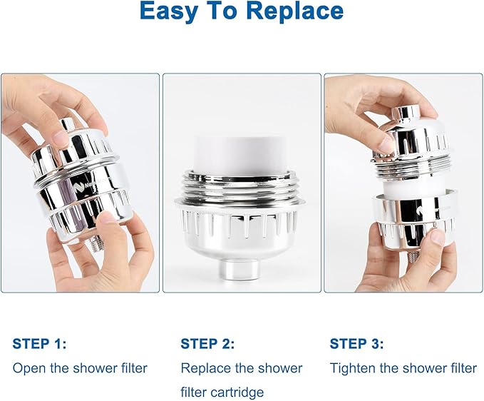 NearMoon 15 - Stage Replacement Cartridge Universal High Output Shower Filter with VC, Reduce Hard Water, Heavy Metal Impurity, Improve Skin & Hair, Fit Any Similar Filter (2 pack)