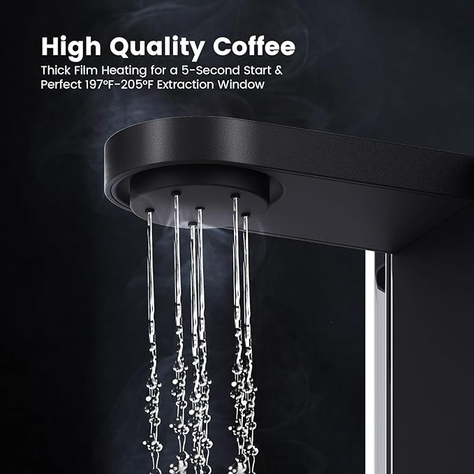 Kismile 8-Cup Drip Coffee Maker Machine, Pour Over Coffee Brewer with 3-Second Instant Heating (197-205℉), Removable Water Tank, Adjustable Flow Control, Cold Brew Mode & 40-Min Keep Warm, Dark Grey