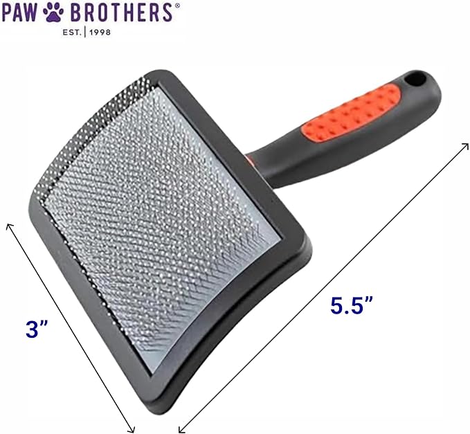 Paw Brothers Soft Pin Curved Slicker Brush for Dogs, Coated Tips, Maximum Coverage, Gentle on Skin, Size 3" x 5.5", Small - AquaVibe