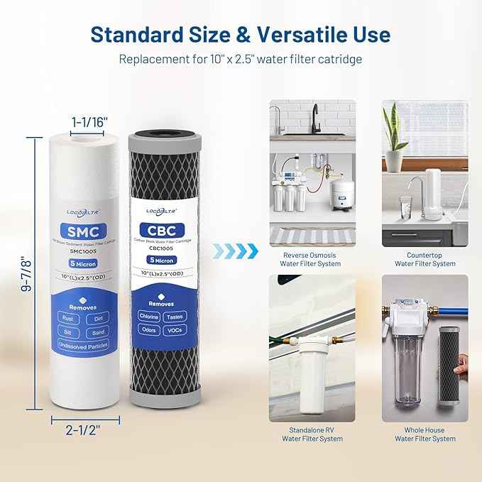 3-Stage Water Filter Cartridge Replacement Pre-Filter Set for APEC Essence & Ultimate Series, ROES-50, ROES-PH75, RO-90, RO-PH90, RO-PERM & Standard Reverse Osmosis RO Systems (1-Year Set)