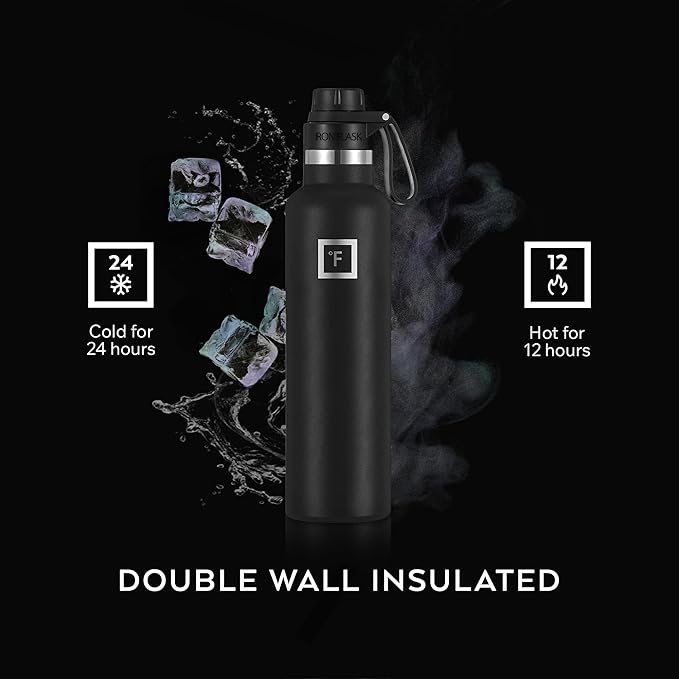 IRON °FLASK Camping & Hiking Hydration Flask with Spout, Narrow Mouth Insulated Stainless Steel Sports Water Bottle - Aurora 24 oz - Spout (1 Lid)