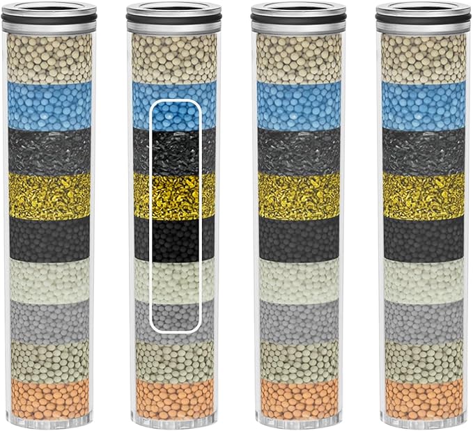 Multi-Stage Shower Filter Replacement Compatible with SunCleanse Shower Handheld, High Pressure 9 Spray, Hard Water High Efficiency Filter,4 Pack