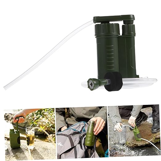 Toyvian 1pc Portable Water Filter Pump Emergency Survival Purifier for Camping Hiking and Outdoor Adventures Lightweight Water Filtration Device