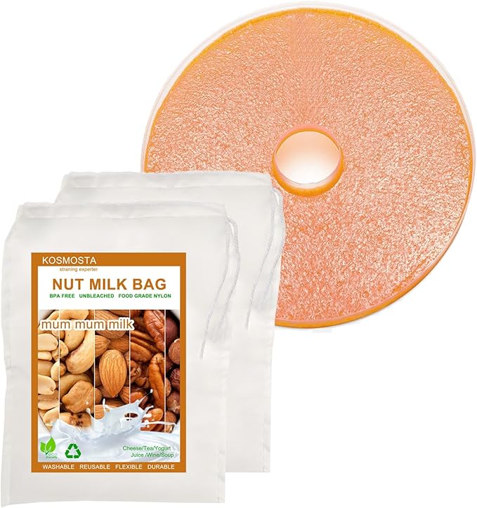 2 Pack 12.2×17.7inch nut bag strainer with Fruit Roll Sheets, 100 Micron Fine Mesh Nylon Cheese cloths Multi-use Food Grade Almond Nut Milk Bags,Nylon Food strainer bags & yogurt strainer