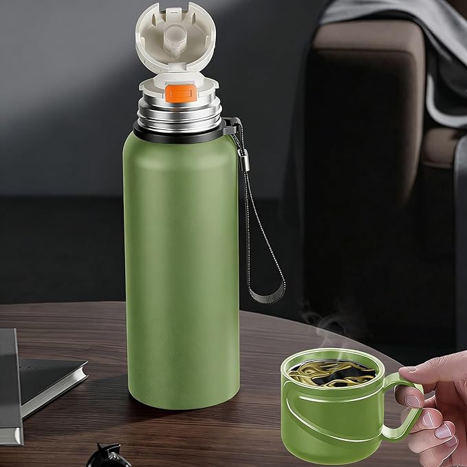 Double wall vacuum Leakproof stainless steel wide mouth insulated water bottle;tea tumbler with infuser,cup,lid;smart thermoses hot drinks;thermal flask ice coffee with led digital temperature display