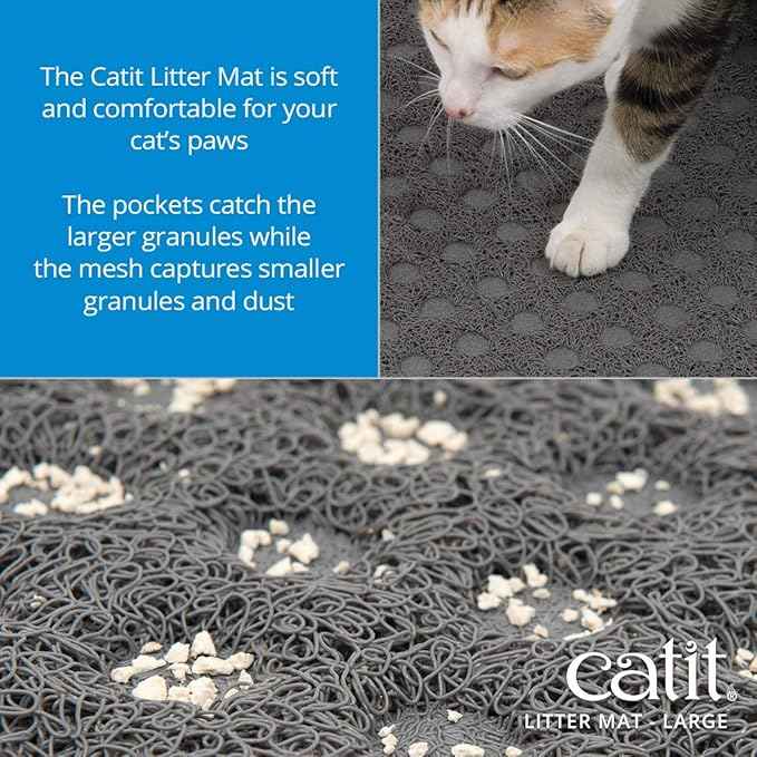 Catit Large Cat Litter Mat – Gentle on Paws, Traps Loose Litter, Non-Slip, Easy Maintenance Design